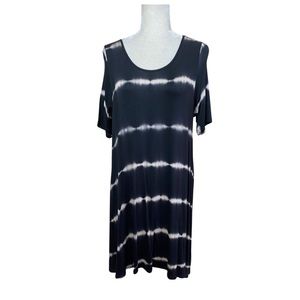 NWT! Jessie & J Dark Gray and Ivory Tie Dye T-Shirt Short Sleeve Dress Size 1X
